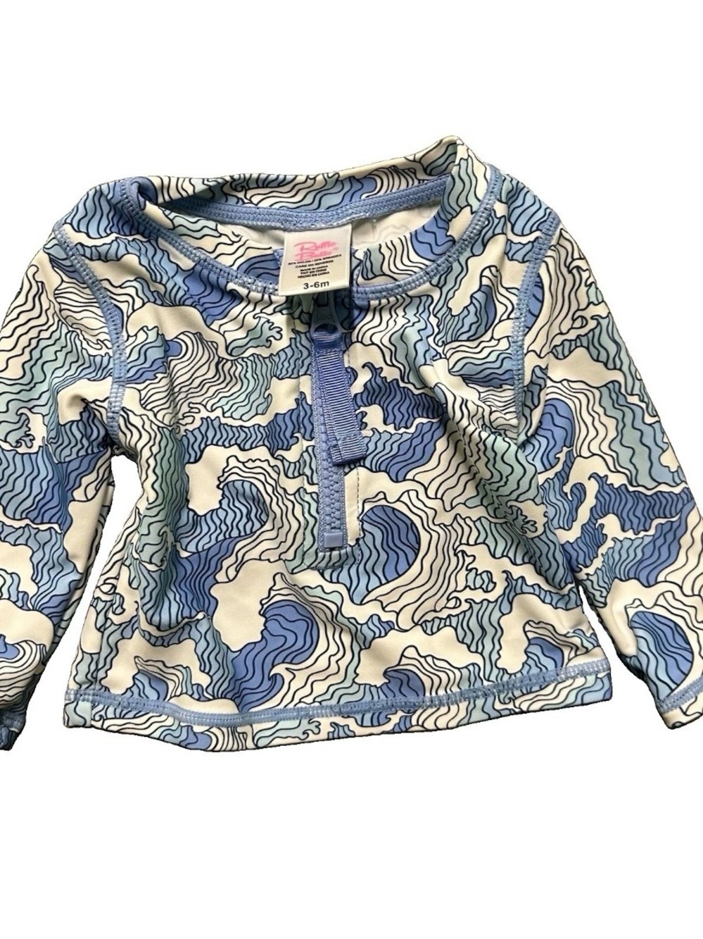 Baby Girl Ruffle Butts Wave Long Sleeve Rash Guard Size 3-6 Months